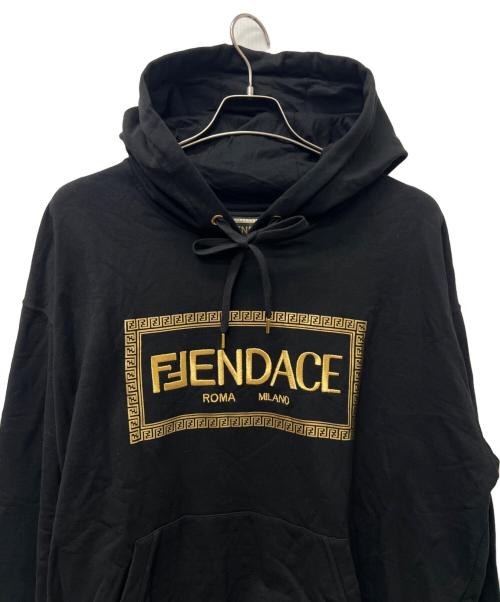 FENDI（フェンディ）FENDI (フェンディ) VERSACE (ヴェルサーチェ) パーカー ブラック サイズ:ＸＬの古着・服飾アイテム