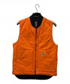 CarHarttカーハート）の古着「DUCK VEST Arctic Quilt Lined」｜オレンジ