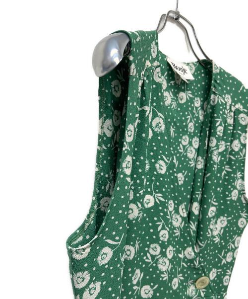 Rouje（ルージュ）Rouje (ルージュ) ノースリーブワンピース グリーン×ホワイト サイズ:３６の古着・服飾アイテム