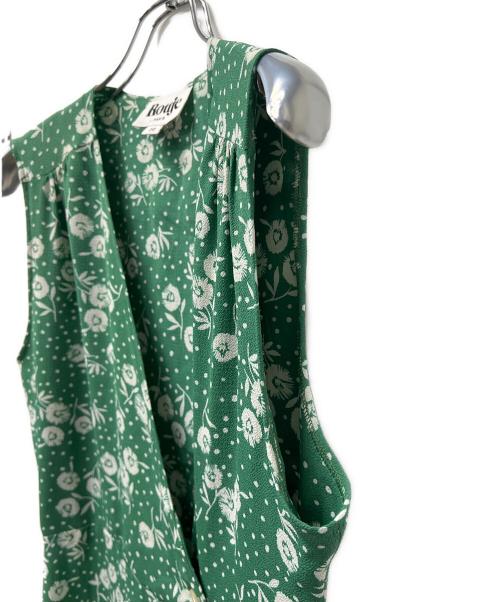 Rouje（ルージュ）Rouje (ルージュ) ノースリーブワンピース グリーン×ホワイト サイズ:３６の古着・服飾アイテム