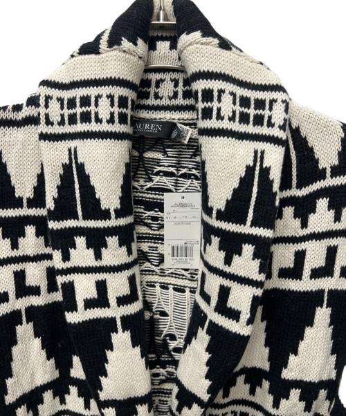 LAUREN RALPH LAUREN（ローレンラルフローレン）LAUREN RALPH LAUREN (ローレンラルフローレン) 厚手カーディガン ホワイト×ブラック サイズ:Ｍの古着・服飾アイテム