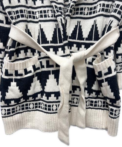 LAUREN RALPH LAUREN（ローレンラルフローレン）LAUREN RALPH LAUREN (ローレンラルフローレン) 厚手カーディガン ホワイト×ブラック サイズ:Ｍの古着・服飾アイテム