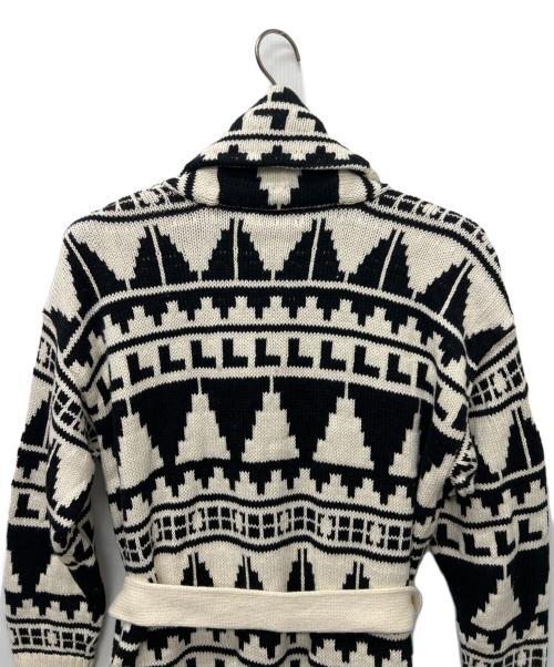 LAUREN RALPH LAUREN（ローレンラルフローレン）LAUREN RALPH LAUREN (ローレンラルフローレン) 厚手カーディガン ホワイト×ブラック サイズ:Ｍの古着・服飾アイテム