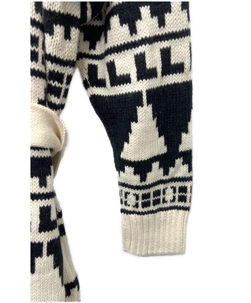 LAUREN RALPH LAUREN（ローレンラルフローレン）LAUREN RALPH LAUREN (ローレンラルフローレン) 厚手カーディガン ホワイト×ブラック サイズ:Ｍの古着・服飾アイテム