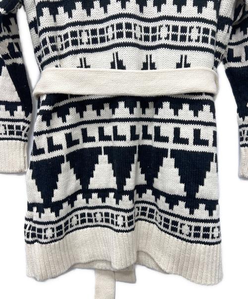 LAUREN RALPH LAUREN（ローレンラルフローレン）LAUREN RALPH LAUREN (ローレンラルフローレン) 厚手カーディガン ホワイト×ブラック サイズ:Ｍの古着・服飾アイテム