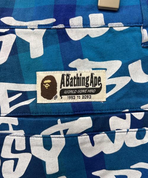 A BATHING APE（ア ベイシング エイプ）A BATHING APE (ア ベイシング エイプ) パンツ ブルー×ホワイト サイズ:Ｍの古着・服飾アイテム