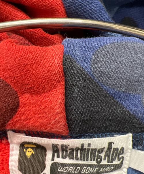 A BATHING APE（ア ベイシング エイプ）A BATHING APE (ア ベイシング エイプ) ジップパーカー レッド×ブルー サイズ:Ｌの古着・服飾アイテム