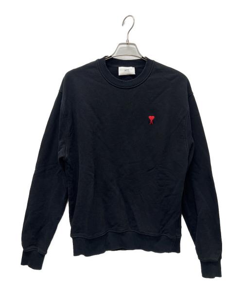 ami（アミ）ami (アミ) ハート刺繍ロゴクルーネックスウェット ブラック サイズ:Ｍの古着・服飾アイテム