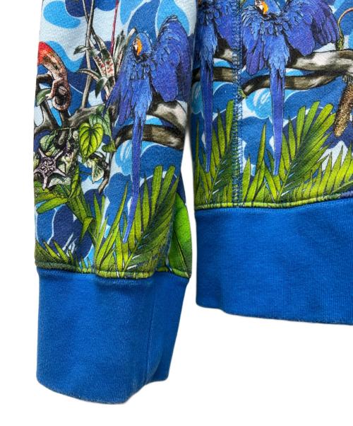 A BATHING APE（ア ベイシング エイプ）A BATHING APE (ア ベイシング エイプ) Monkey 47 プルオーバーパーカー ブルー×グリーン サイズ:Ｌの古着・服飾アイテム