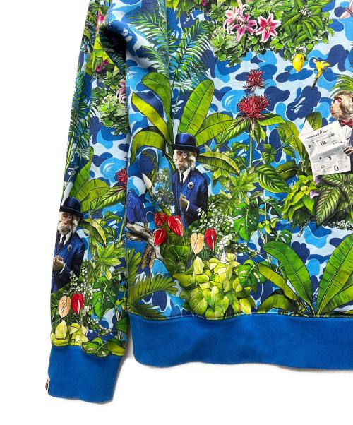 A BATHING APE（ア ベイシング エイプ）A BATHING APE (ア ベイシング エイプ) Monkey 47 プルオーバーパーカー ブルー×グリーン サイズ:Ｌの古着・服飾アイテム