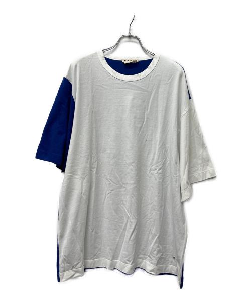 MARNI（マルニ）MARNI (マルニ) 半袖カットソー ホワイト×ブルー サイズ:４８の古着・服飾アイテム