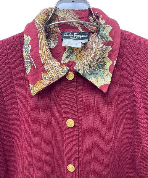 Salvatore Ferragamo（サルヴァトーレ フェラガモ）Salvatore Ferragamo (サルヴァトーレ フェラガモ) ニットジャケット レッド サイズ:Ｍの古着・服飾アイテム