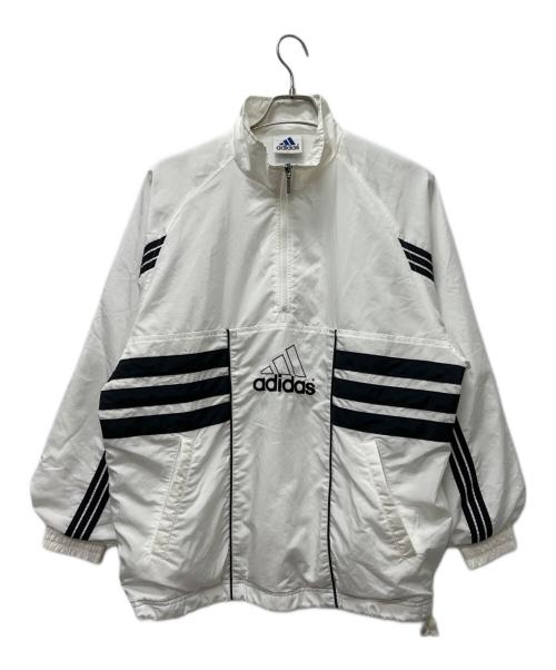 adidas（アディダス）adidas (アディダス) ハーフジップジャケット ホワイト サイズ:Ｌの古着・服飾アイテム