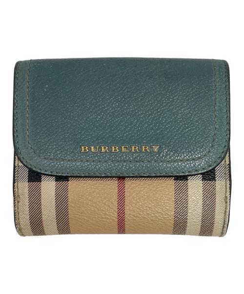 BURBERRY（バーバリー）BURBERRY (バーバリー) 2つ折り財布 ブラウン×グリーンの古着・服飾アイテム