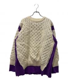 Needles（ニードルズ）の古着「Fisherman Sweater Covered」｜パープル×ホワイト