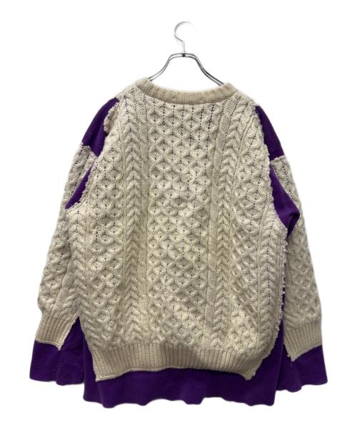Needles（ニードルズ）Needles (ニードルズ) Fisherman Sweater Covered パープル×ホワイト サイズ:Ｌの古着・服飾アイテム