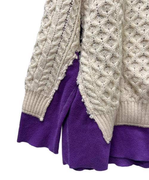 Needles（ニードルズ）Needles (ニードルズ) Fisherman Sweater Covered パープル×ホワイト サイズ:Ｌの古着・服飾アイテム