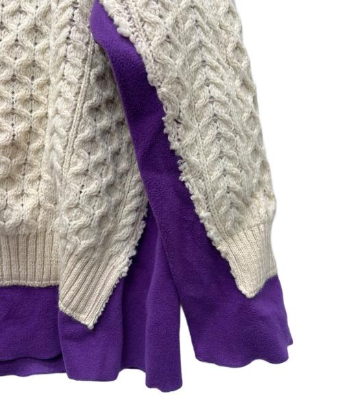 Needles（ニードルズ）Needles (ニードルズ) Fisherman Sweater Covered パープル×ホワイト サイズ:Ｌの古着・服飾アイテム