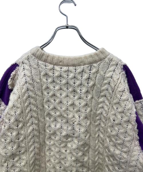 Needles（ニードルズ）Needles (ニードルズ) Fisherman Sweater Covered パープル×ホワイト サイズ:Ｌの古着・服飾アイテム