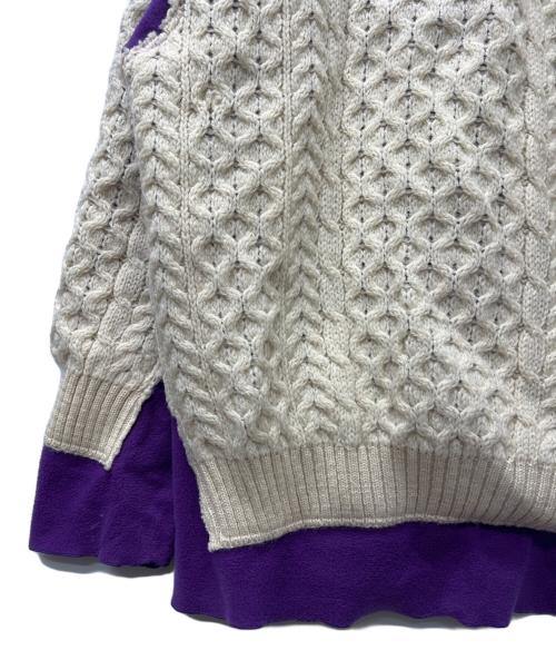 Needles（ニードルズ）Needles (ニードルズ) Fisherman Sweater Covered パープル×ホワイト サイズ:Ｌの古着・服飾アイテム