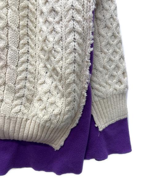 Needles（ニードルズ）Needles (ニードルズ) Fisherman Sweater Covered パープル×ホワイト サイズ:Ｌの古着・服飾アイテム