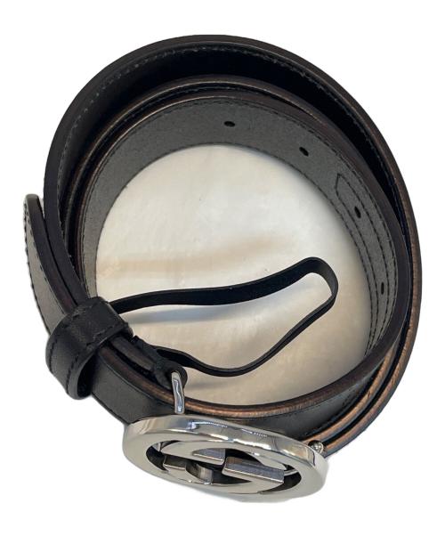 GUCCI（グッチ）GUCCI (グッチ) インターロッキングGバックルベルト ブラック×シルバーの古着・服飾アイテム