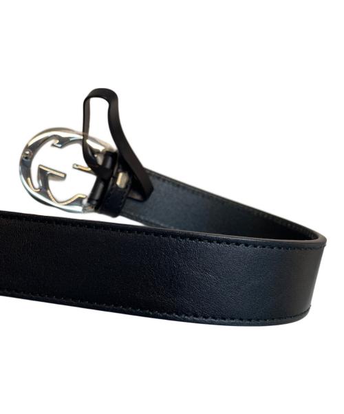 GUCCI（グッチ）GUCCI (グッチ) インターロッキングGバックルベルト ブラック×シルバーの古着・服飾アイテム