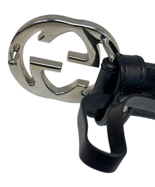 GUCCI（グッチ）GUCCI (グッチ) インターロッキングGバックルベルト ブラック×シルバーの古着・服飾アイテム