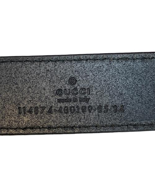 GUCCI（グッチ）GUCCI (グッチ) インターロッキングGバックルベルト ブラック×シルバーの古着・服飾アイテム