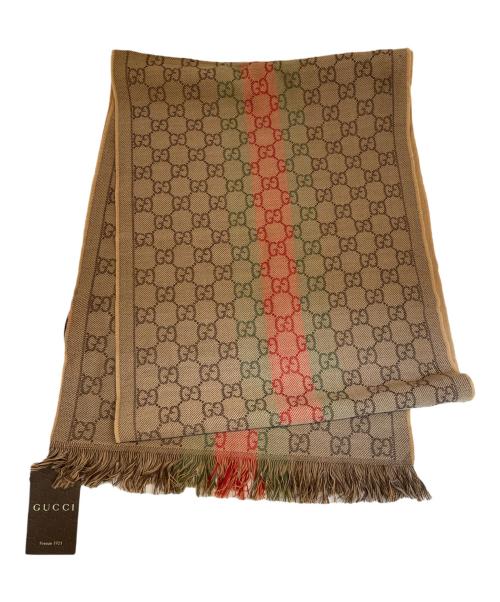 GUCCI（グッチ）GUCCI (グッチ) シェリーライン マフラー ブラウンの古着・服飾アイテム