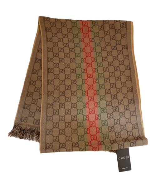GUCCI（グッチ）GUCCI (グッチ) シェリーライン マフラー ブラウンの古着・服飾アイテム