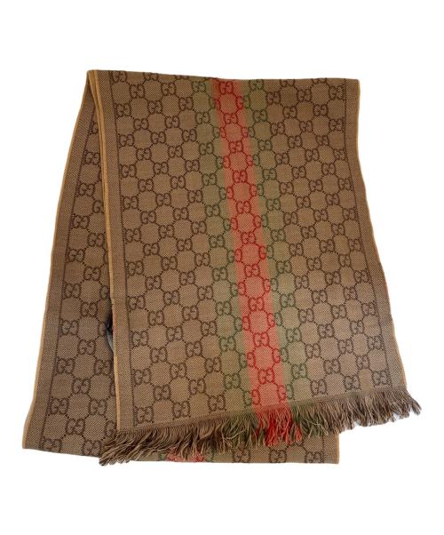 GUCCI（グッチ）GUCCI (グッチ) シェリーライン マフラー ブラウンの古着・服飾アイテム