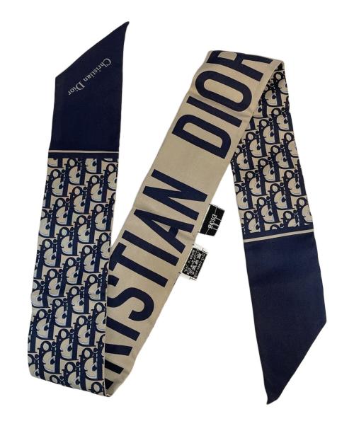 Christian Dior（クリスチャン ディオール）Christian Dior (クリスチャン ディオール) シルクスカーフ グレー×ブルーの古着・服飾アイテム