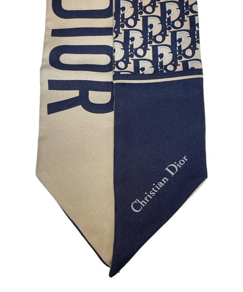 Christian Dior（クリスチャン ディオール）Christian Dior (クリスチャン ディオール) シルクスカーフ グレー×ブルーの古着・服飾アイテム