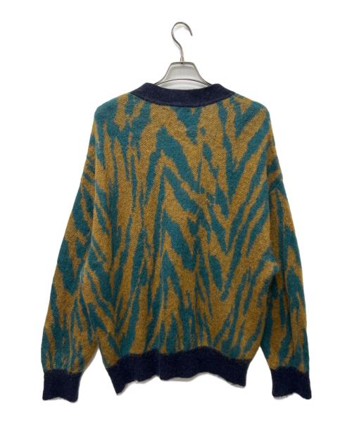 MAISON SPECIAL（メゾンスペシャル）MAISON SPECIAL (メゾンスペシャル) ゼブラプライムオーバーモヘアニットカーデ グリーン×ベージュ サイズ:２の古着・服飾アイテム