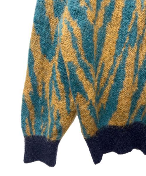 MAISON SPECIAL（メゾンスペシャル）MAISON SPECIAL (メゾンスペシャル) ゼブラプライムオーバーモヘアニットカーデ グリーン×ベージュ サイズ:２の古着・服飾アイテム