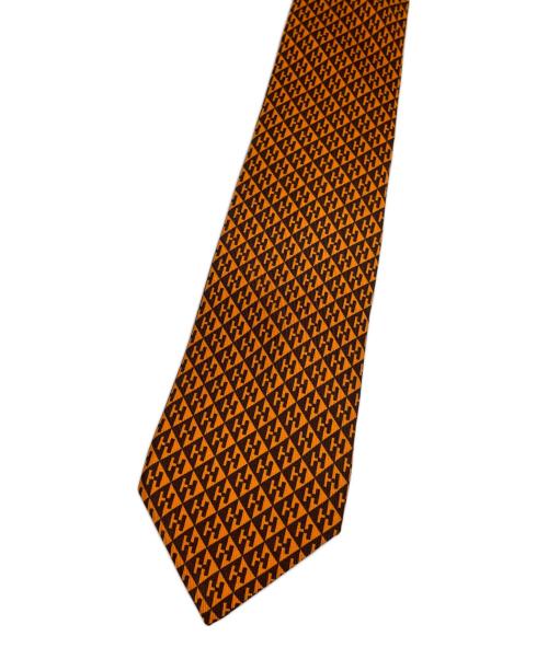HERMES（エルメス）HERMES (エルメス) ネクタイ オレンジ×ブラック サイズ:FREEの古着・服飾アイテム