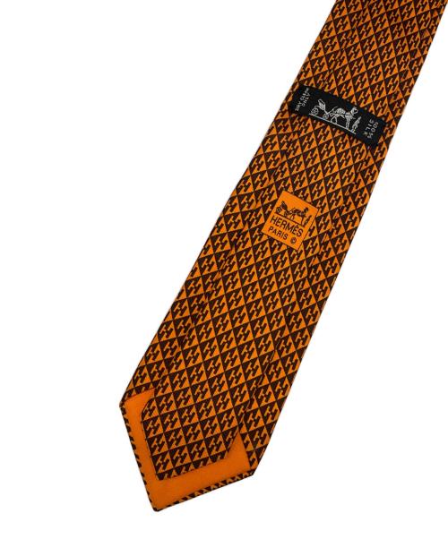 HERMES（エルメス）HERMES (エルメス) ネクタイ オレンジ×ブラック サイズ:FREEの古着・服飾アイテム