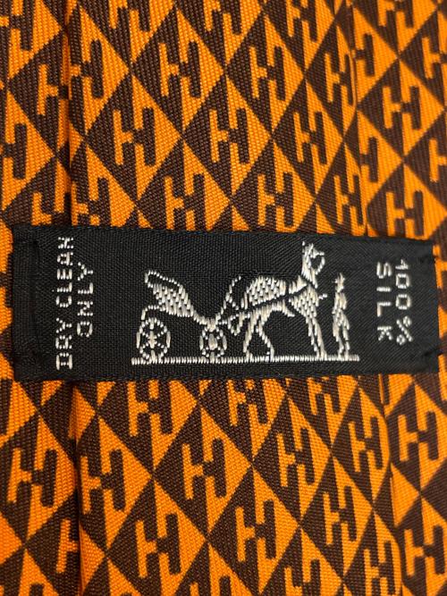 HERMES（エルメス）HERMES (エルメス) ネクタイ オレンジ×ブラック サイズ:FREEの古着・服飾アイテム