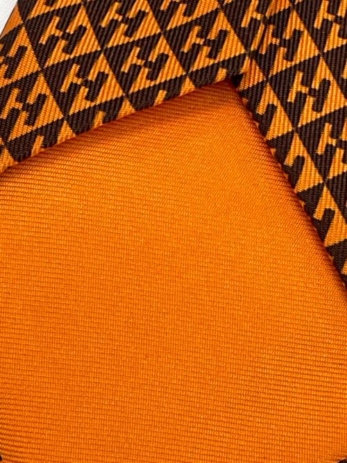 HERMES（エルメス）HERMES (エルメス) ネクタイ オレンジ×ブラック サイズ:FREEの古着・服飾アイテム