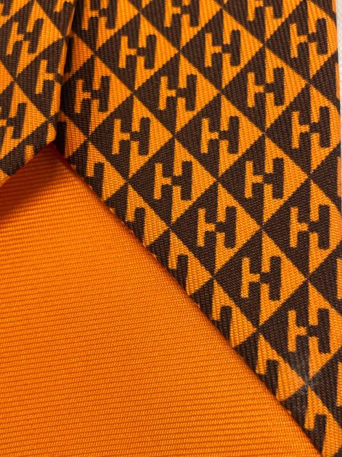 HERMES（エルメス）HERMES (エルメス) ネクタイ オレンジ×ブラック サイズ:FREEの古着・服飾アイテム