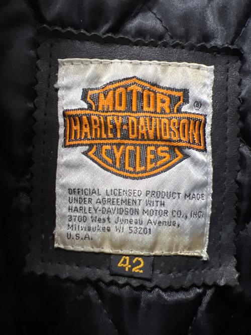 HARLEY-DAVIDSON（ハーレーダビッドソン）HARLEY-DAVIDSON (ハーレーダビッドソン) ライダースジャケット ブラック サイズ:４２の古着・服飾アイテム