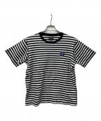 Needlesニードルズ）の古着「S/S Papillion Emb. Tee - Cotton Jersey / Stripe」｜ブラック×ホワイト