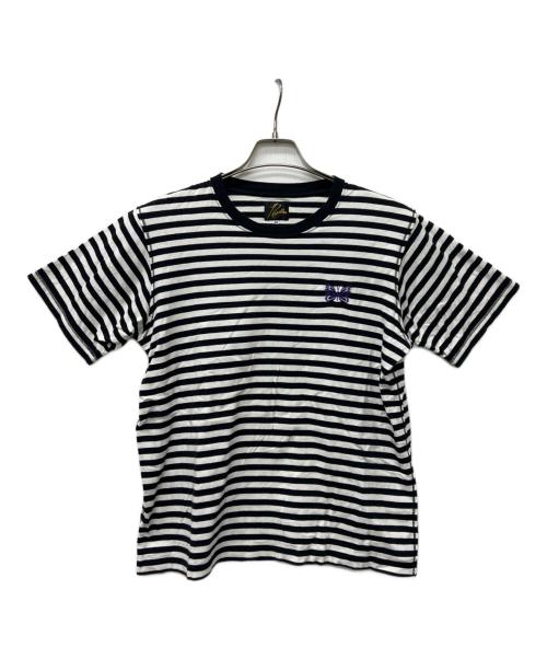 Needles（ニードルズ）Needles (ニードルズ) S/S Papillion Emb. Tee - Cotton Jersey / Stripe ブラック×ホワイト サイズ:ＸＳの古着・服飾アイテム