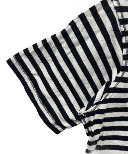 Needles（ニードルズ）Needles (ニードルズ) S/S Papillion Emb. Tee - Cotton Jersey / Stripe ブラック×ホワイト サイズ:ＸＳの古着・服飾アイテム