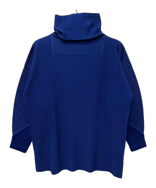 HOMME PLISSE ISSEY MIYAKE（オム プリッセ イッセイ ミヤケ）HOMME PLISSE ISSEY MIYAKE (オム プリッセ イッセイ ミヤケ) ハイネックプリーツカットソー ブルー サイズ:３の古着・服飾アイテム