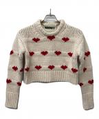 NKKITンニット）の古着「ショートハートパターンニット」｜アイボリー×レッド