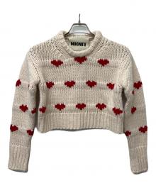 NKKIT（ンニット）の古着「ショートハートパターンニット」｜アイボリー×レッド