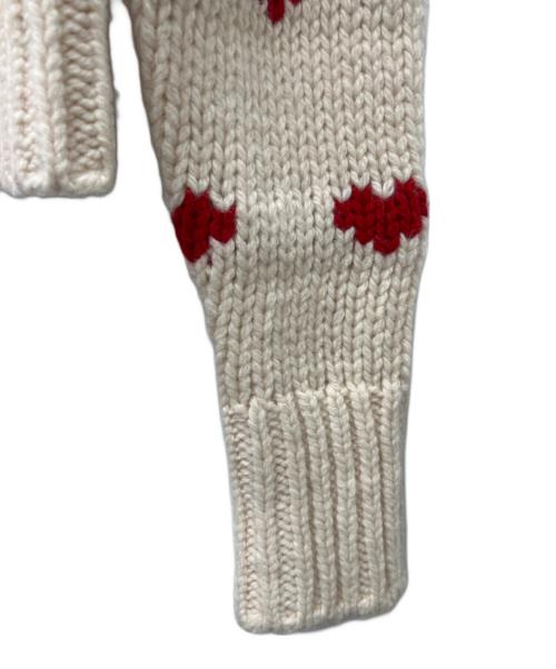 NKKIT（ンニット）NKKIT (ンニット) ショートハートパターンニット アイボリー×レッド サイズ:不明の古着・服飾アイテム