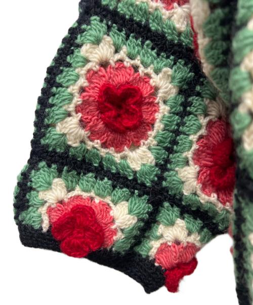 Dot and Stripes（ドットアンドストライプ）Dot and Stripes (ドットアンドストライプ) CHILD WOMAN (チャイルドウーマン) 厚手カーディガン ブラック×グリーン サイズ:FREEの古着・服飾アイテム